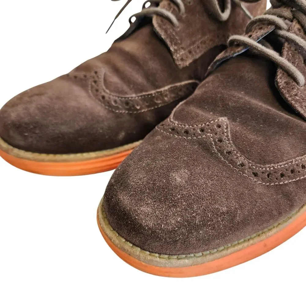 Cole Haan Mens Lunargrand Wingtip Suede‎ Oxford Shoes Size 10.5 Brown Orange